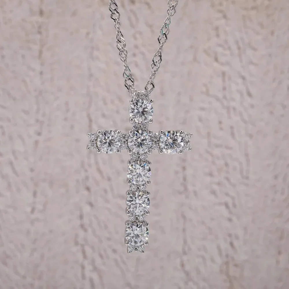 Certified 2.1 ct. t.w. Moissanite Diamond Holy Cross Necklace NEW - Picture 6 of 10